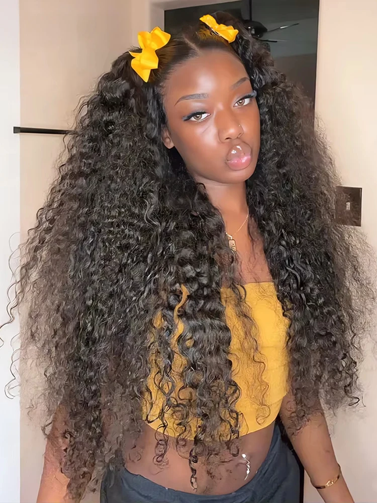 250% Density 30 40 46Inches HD Deep Wave 13x6 Curly Lace Front Human Hair Wig Wet & Wavy Water Wave Lace Frontal Wigs For Women Wig Original