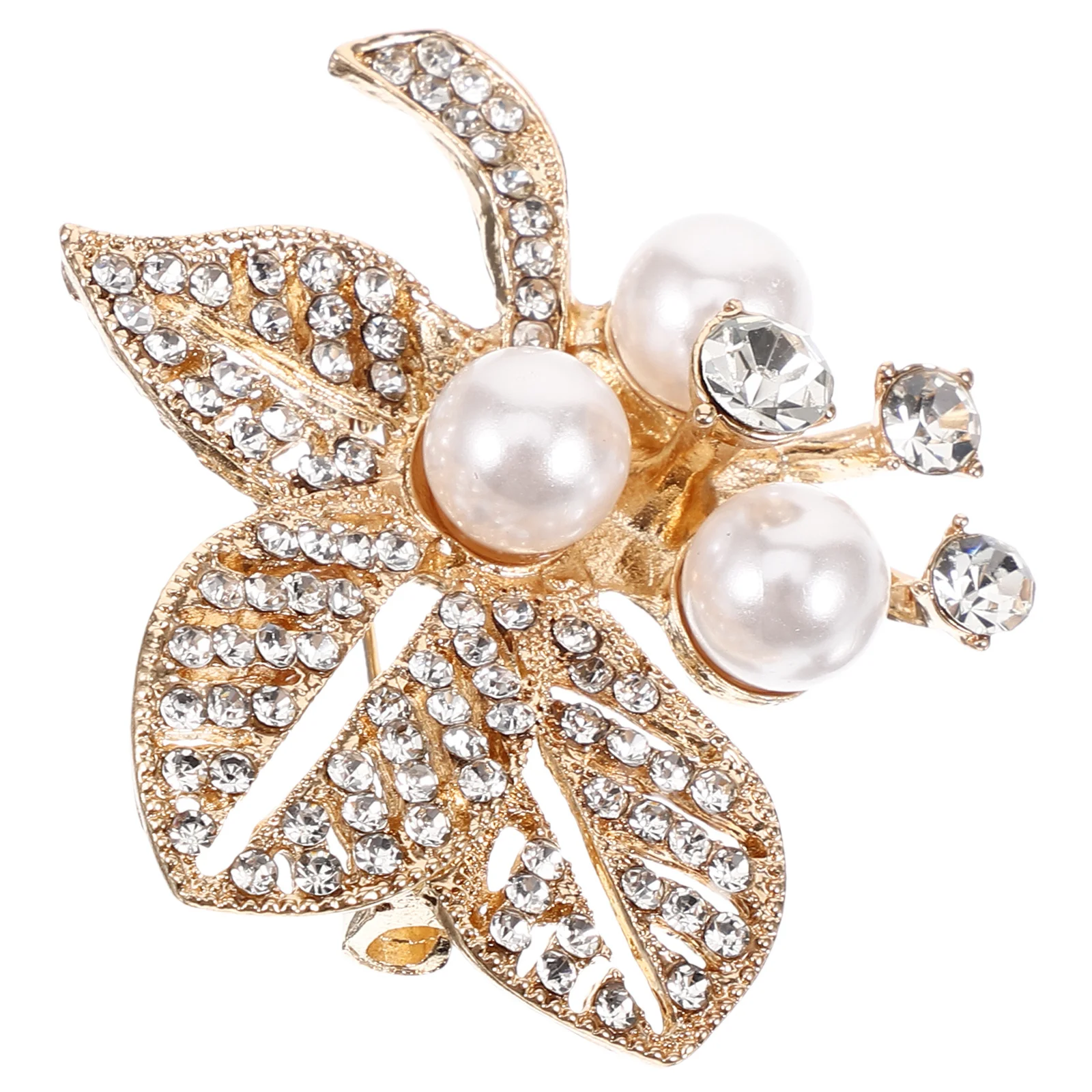 تقليد اللؤلؤ حجر الراين ليف بروش الإبداعية خمر التلبيب دبوس للملابس وشاح قبعة بدلة عمل بروش التلبيب دبوس للبدلات #3