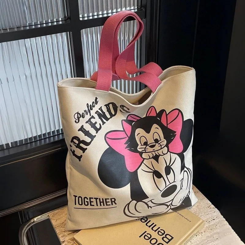 Disney Torba płócienna Kobieta Kreskówka Minnie Wszechstronna torba na ramię Książka o dużej pojemności Trzymająca torebkę do pracy w klasie