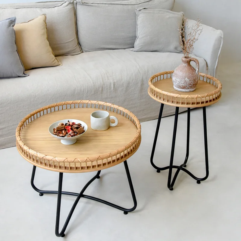 

Center Round Coffee Table Wood Bedside Decoration Small Auxiliary Table Living Room Modern DesignTable Basse Home Furniture