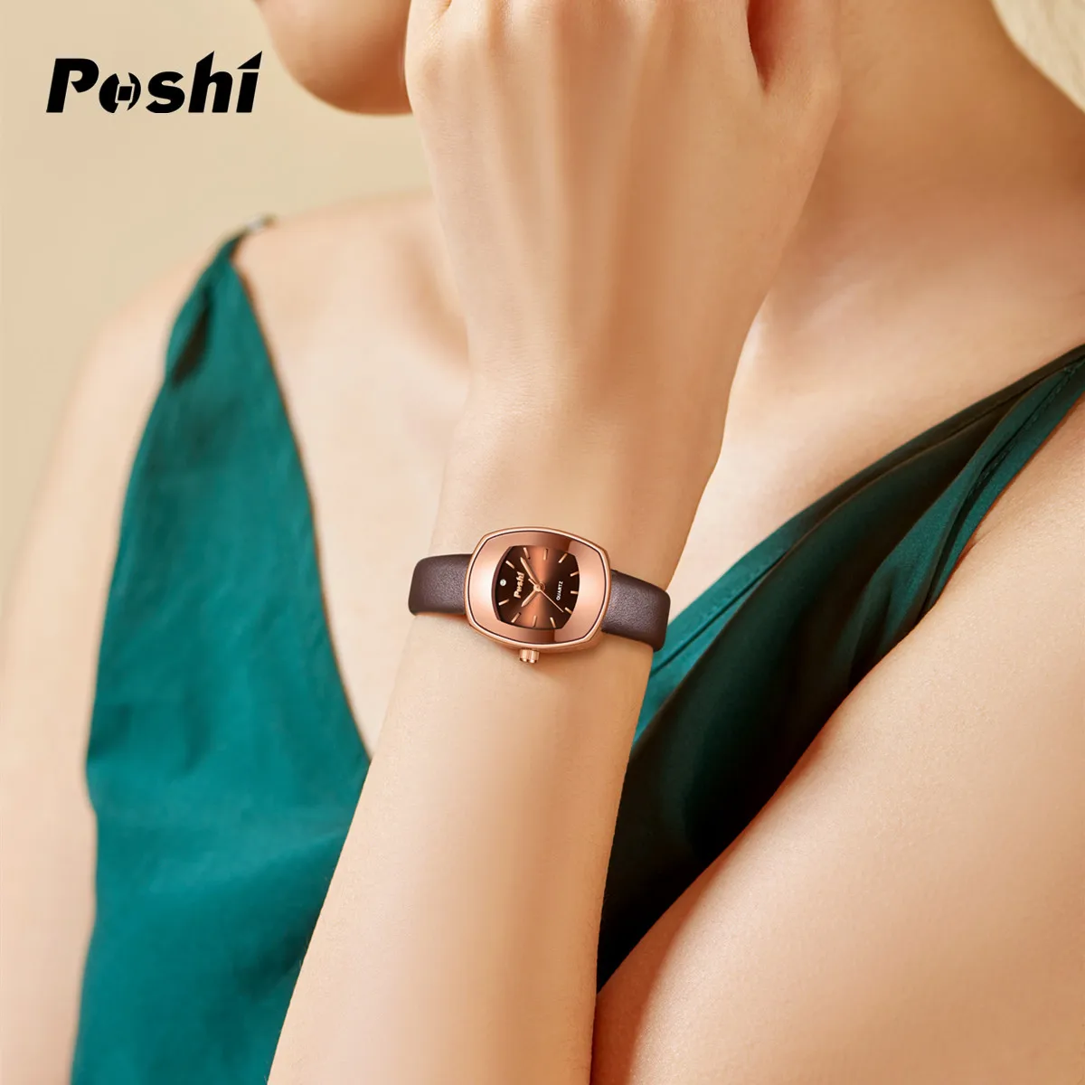 POSHI Original Quartz Watch for Women Fashion Casual Ladies Wristwatch Leather Strap Women\'s Watches Gift reloj para mujer