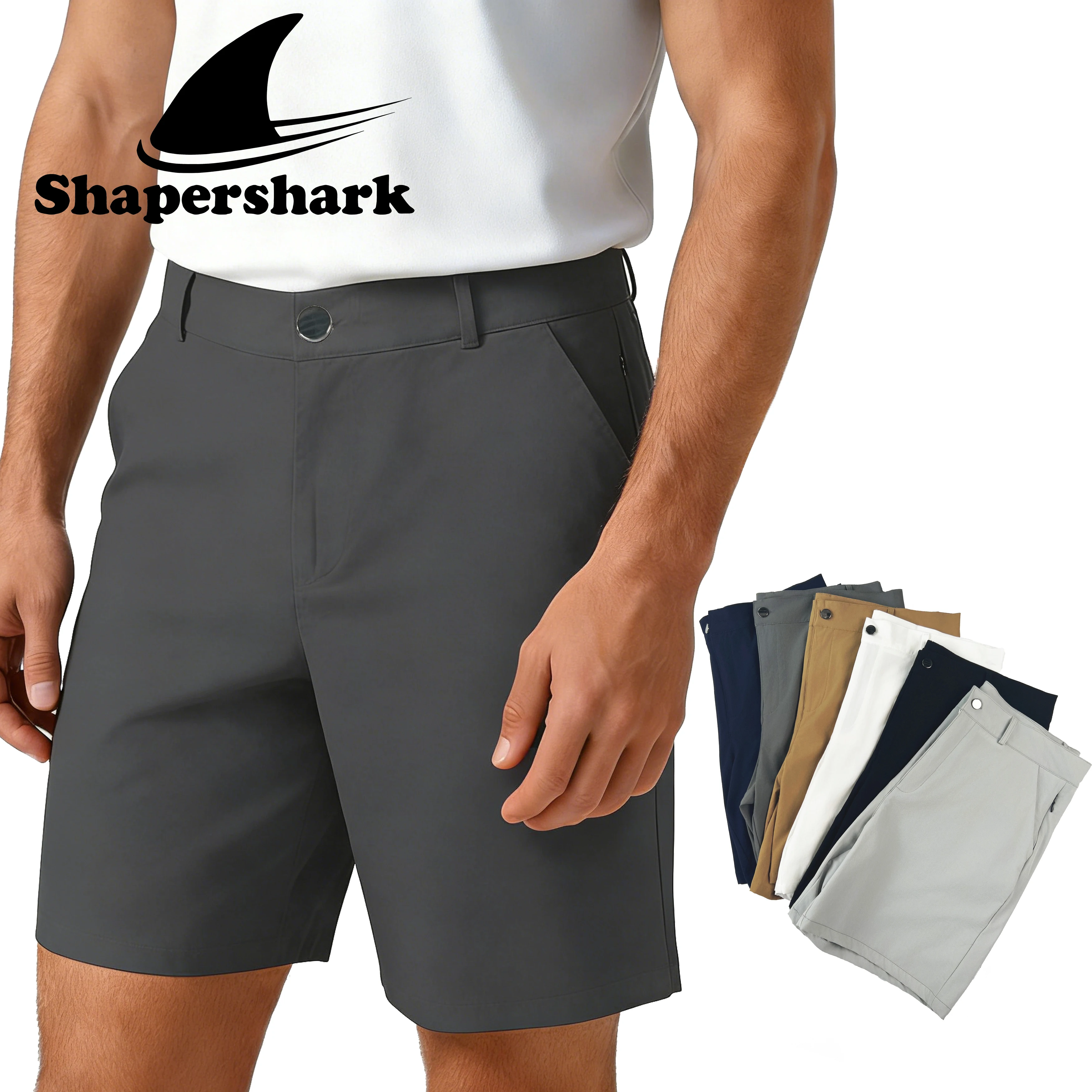 

Мужские дышащие шорты Shapershark, уличная одежда для гольфа и повседневной одежды, шорты для пригородного костюма, укороченные брюки с несколькими карманами/шорты средней длины