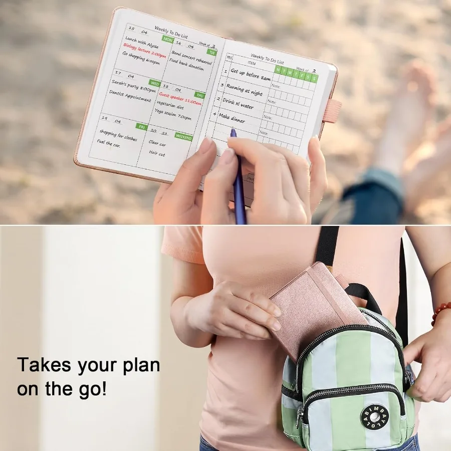 Wochenplaner mit Kalender 160 es Gewohnheiten Trar Jourl Organizers4,3"x5,8" tragbare Notizbücher