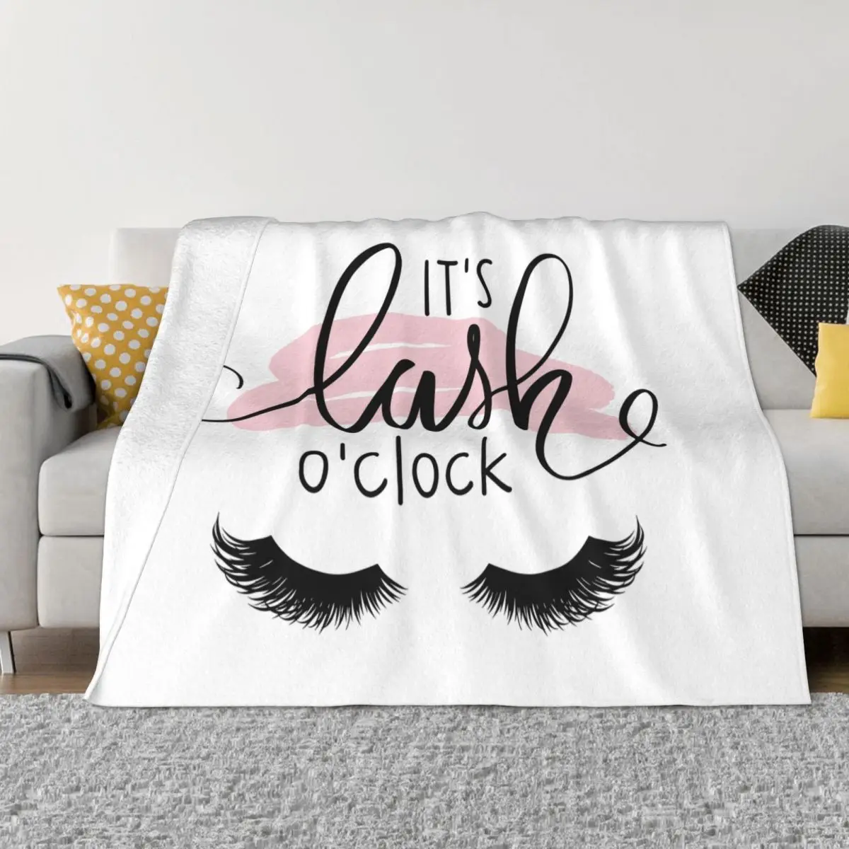 Eyelash It's Lash O'clock Fleece Throw Blankets Cartoon Closed Eyes Blanket for Bed Car Super Soft Bedding Throws