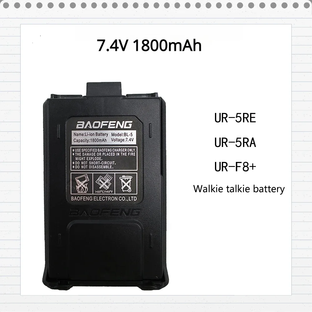 Baofeng UV5R 1800mAh 7.4V Li-on Rechargeable Batteries Walkie Talkie Battery UV-5R Radio Accessories UV 5R 100% High Quality