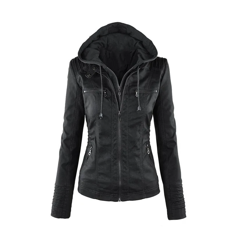 Gothic Faux Leren Jas Vrouwen Jas 2024 Hoodies Winter Herfst Motorjas Zwarte Bovenkleding Lederen Pu Basic Jack Jas