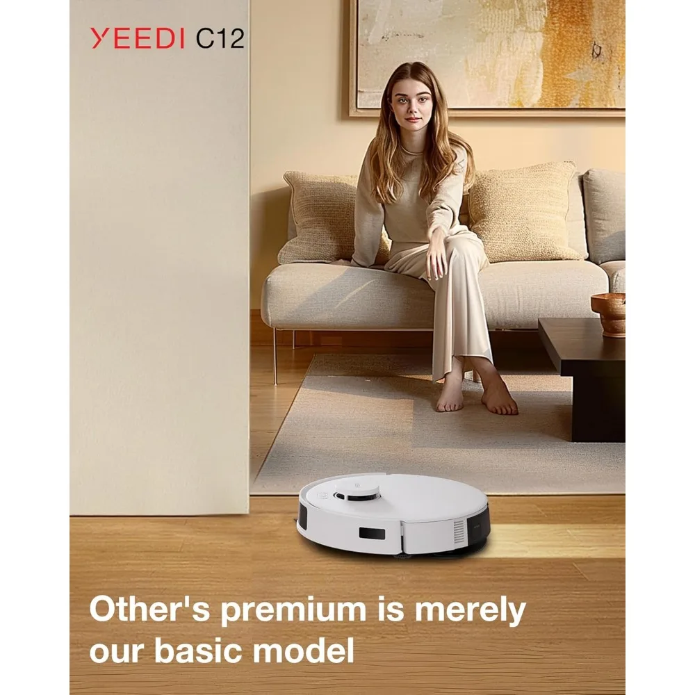 C12 Robot Vacuum Cleaner and Mop, 8000Pa Strong Suction, ZeroTangle Brush, Smart Navigation, Self-Charging,Work with Alexa White