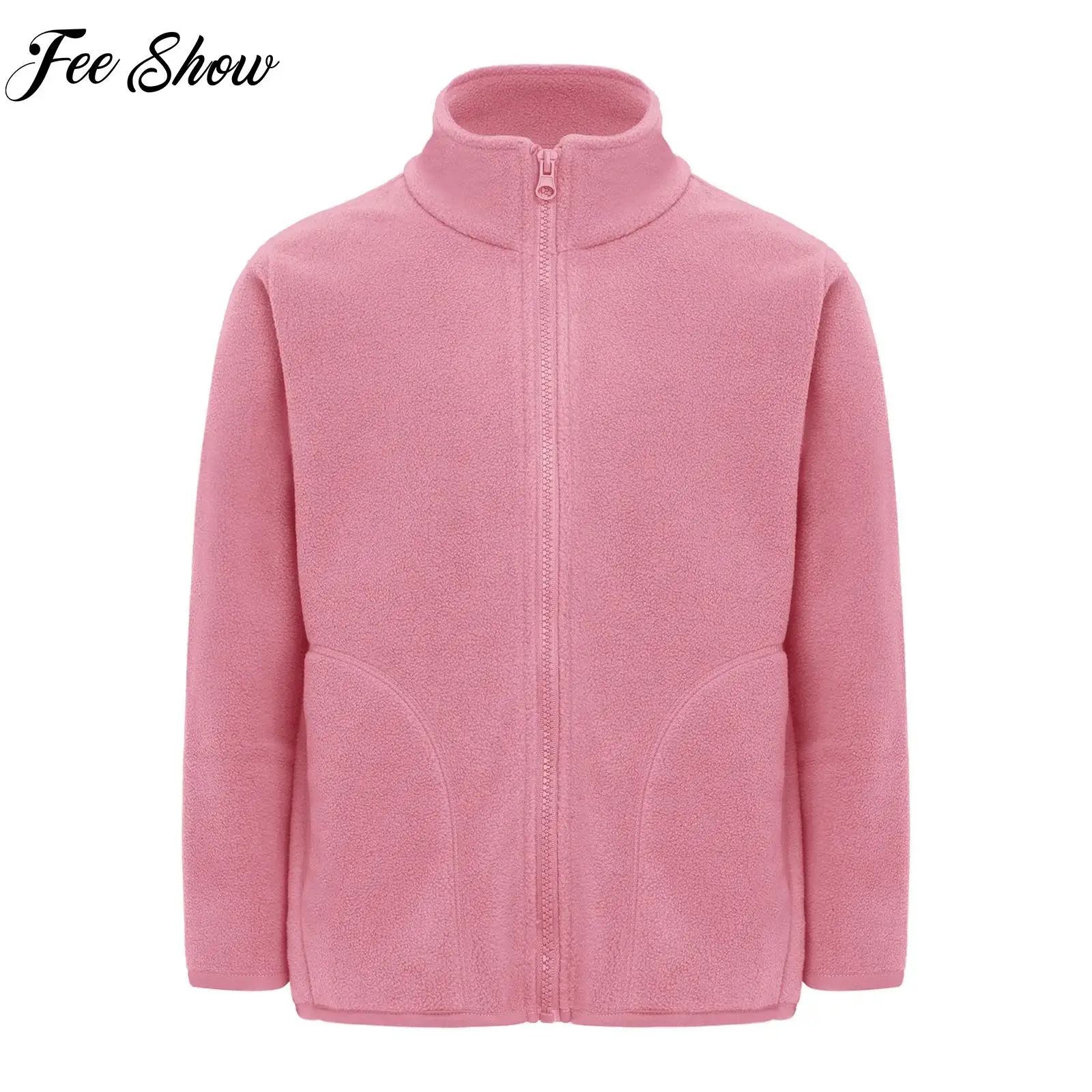 

Girls Boys Warm Fleece Jacket Outerwear School Workout Outdoor Activities Costumes Long Sleeve Zipper Coat Top Casual Daily Wear