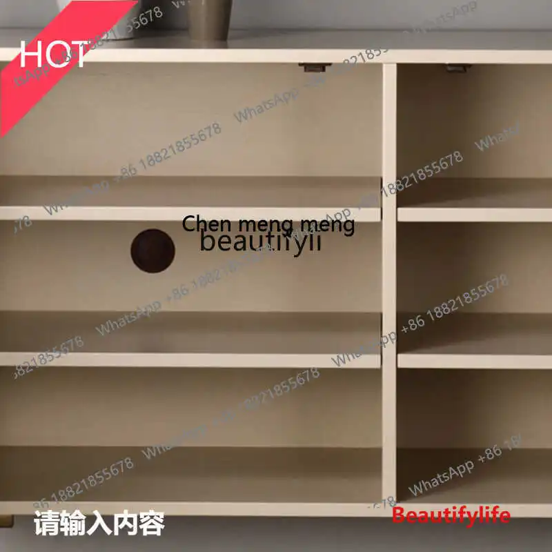 Italian light luxury porch cabinet relief effect entrance hall solid wood shoe cabinet simple modern dining side cabinet
