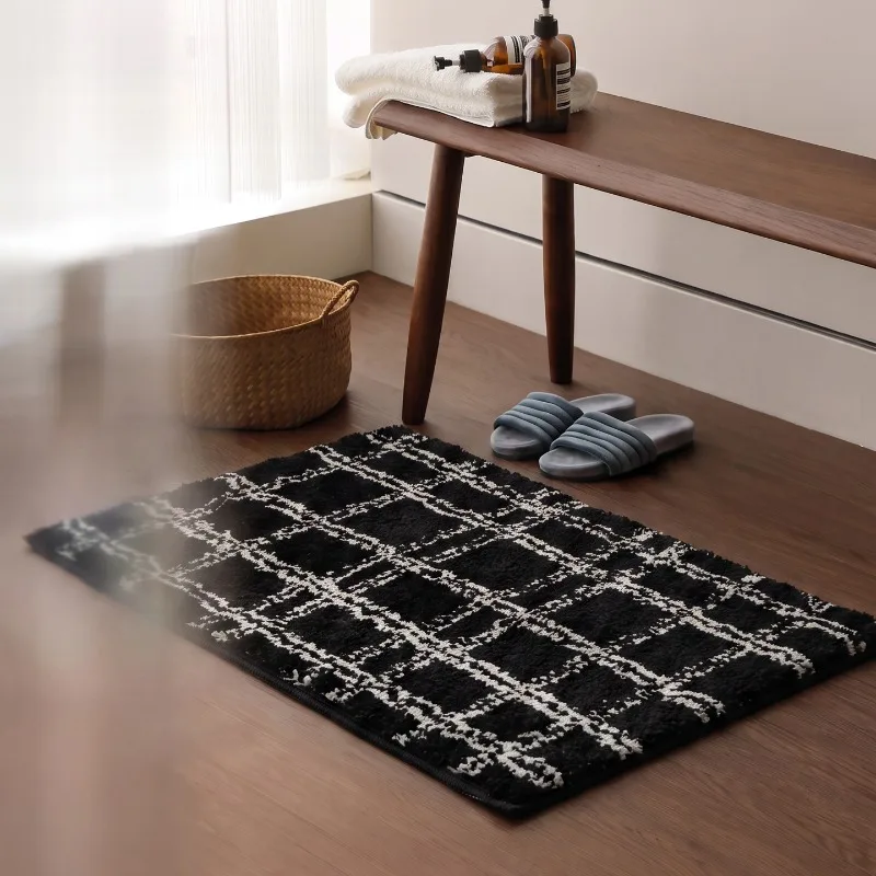 Imitation Cashmere Door Mat, Bathroom Floor Mat Soft Bedroom Rug Anti Slip Entry Carpet