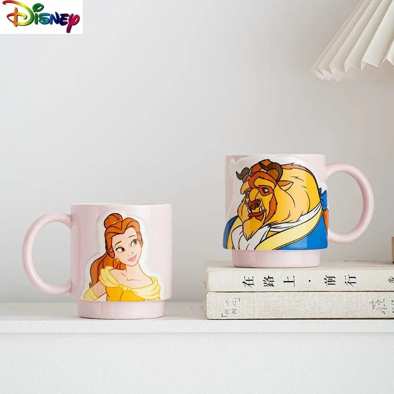 

Disney Surrounding Beauty and Beast Couple Water Cup Home Creative Light Luxury Ceramic Couple Makeup Birthday Gift