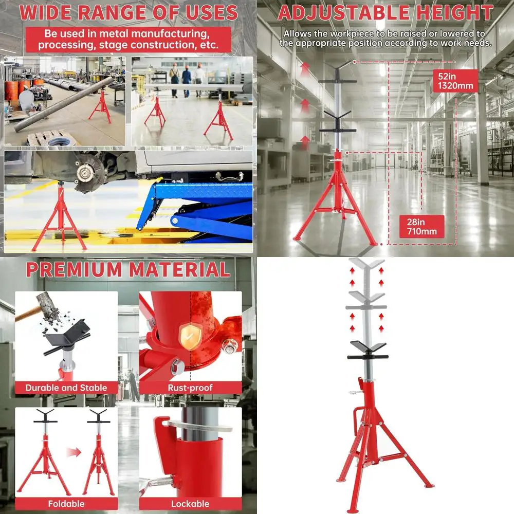 

Регулируемая по высоте складная стальная опорная стойка, 28-52 дюйма, грузоподъемность 2500 фунтов, портативная и устойчивая