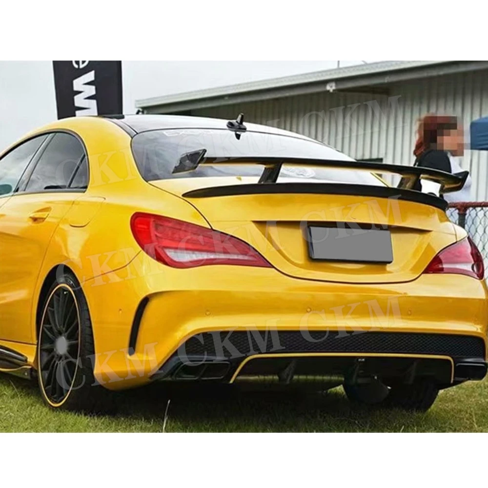 For Mercedes Benz CLA W117 CLA180 CLA200 250 CLA45 AMG Package 2013 -2018 Carbon Fiber R Style Rear Bumper Diffuser Splitters