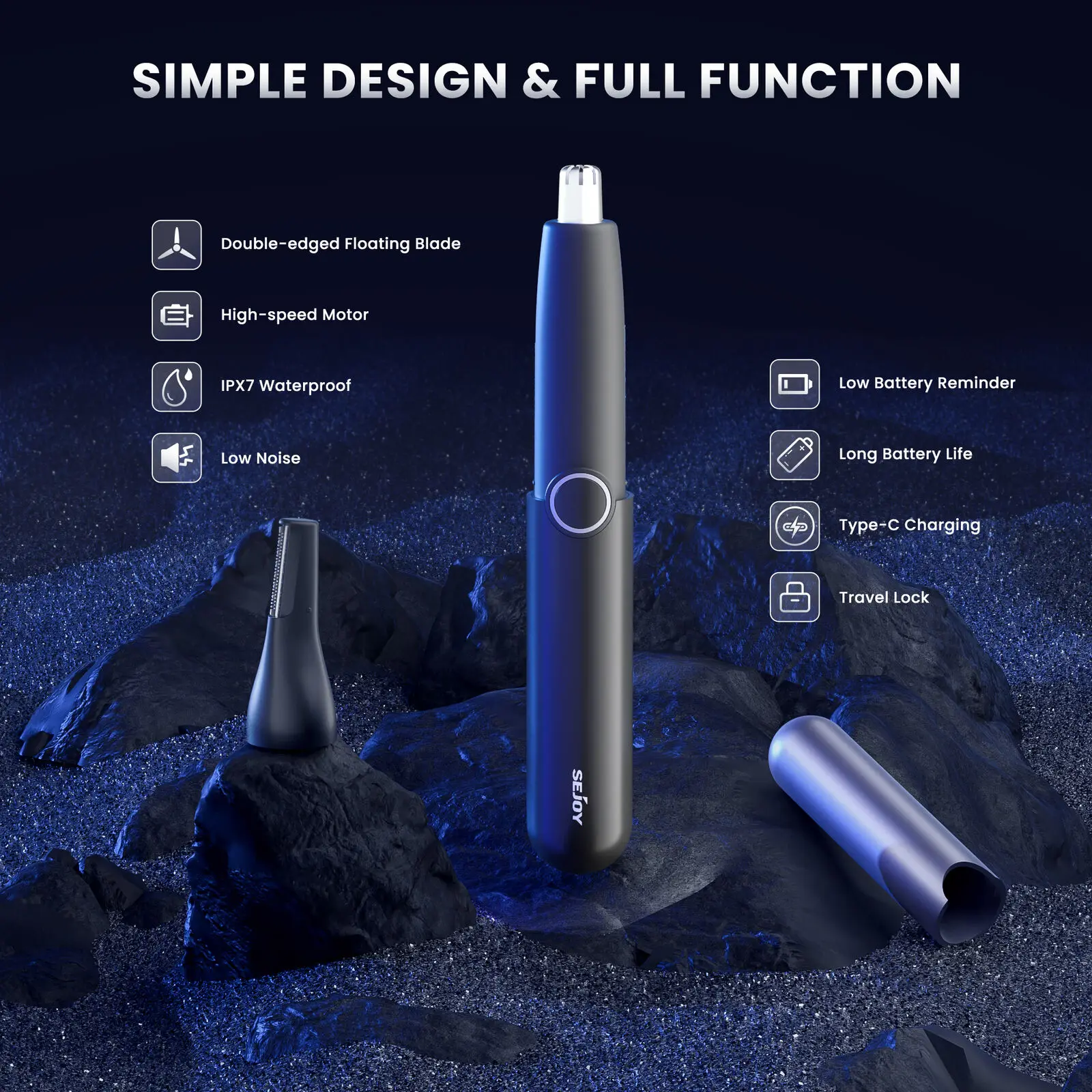 SEJOY 2-IN-1 Ladies Nose Hair Trimmer Male Ear Nose Hair Trimmer Small Electric Trimmer Male Nose Trimmer Business Trip Home Use