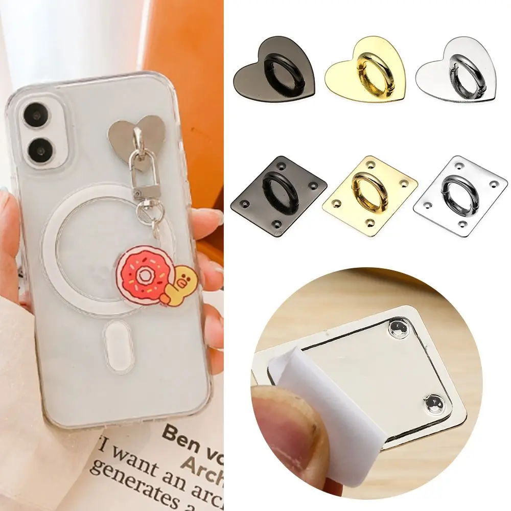 Phone Case Square Buckle Heart Shape Buckle Adhesive Hooks Metal Buckle DIY Pendant Phone Hooks Mobile Phone Holders