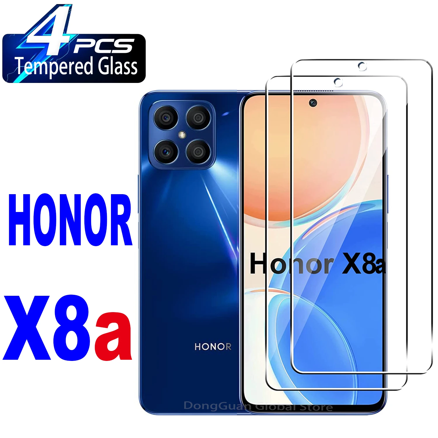 2/4Pcs Tempered Glass For HONOR X8a Screen Protector Glass Film