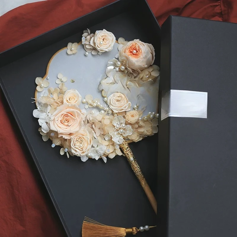 Eternal flower bouquet wedding happy fan show wedding group fan bride fan gift