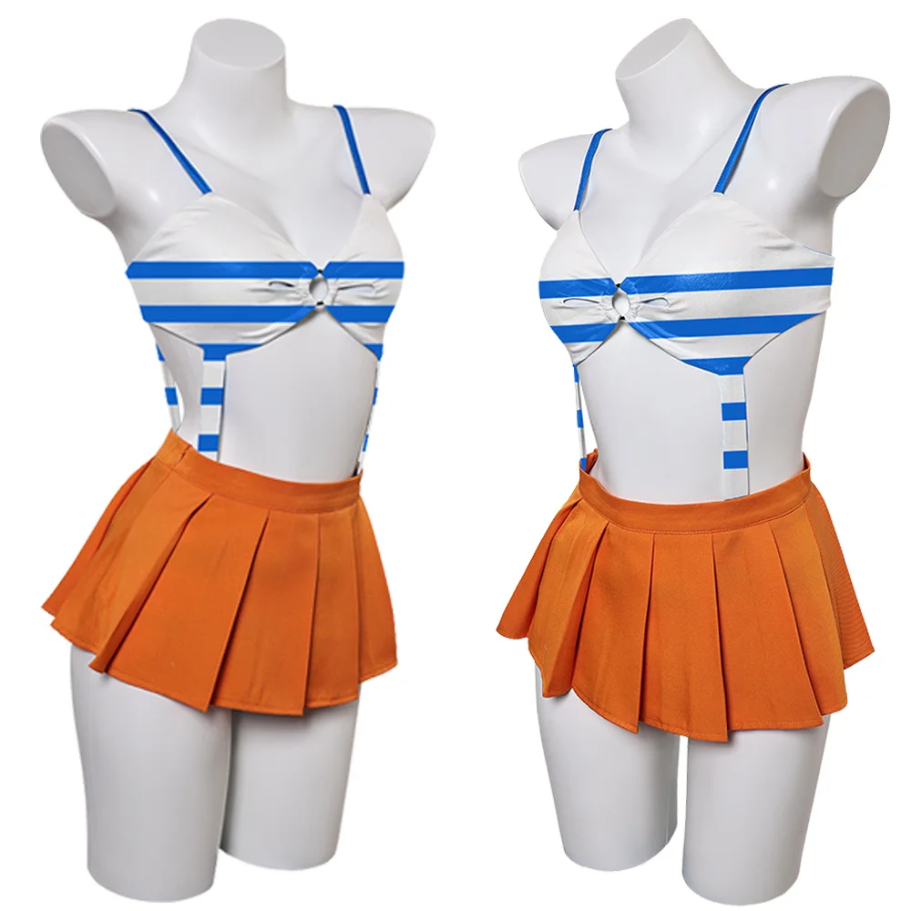 Nami Cosplay Sexy Badpak Zomer Strandkleding Anime Live Action Tv Piratenkostuum Vermomming Volwassen Vrouwen Fantasia Outfits