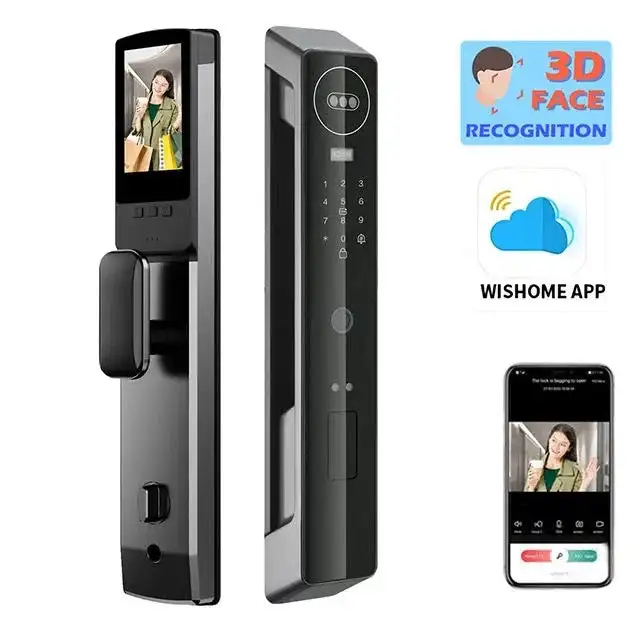 New automatic electronic fingerprint lock WIFI smart lock 3D facial recognition digital door lock with camera