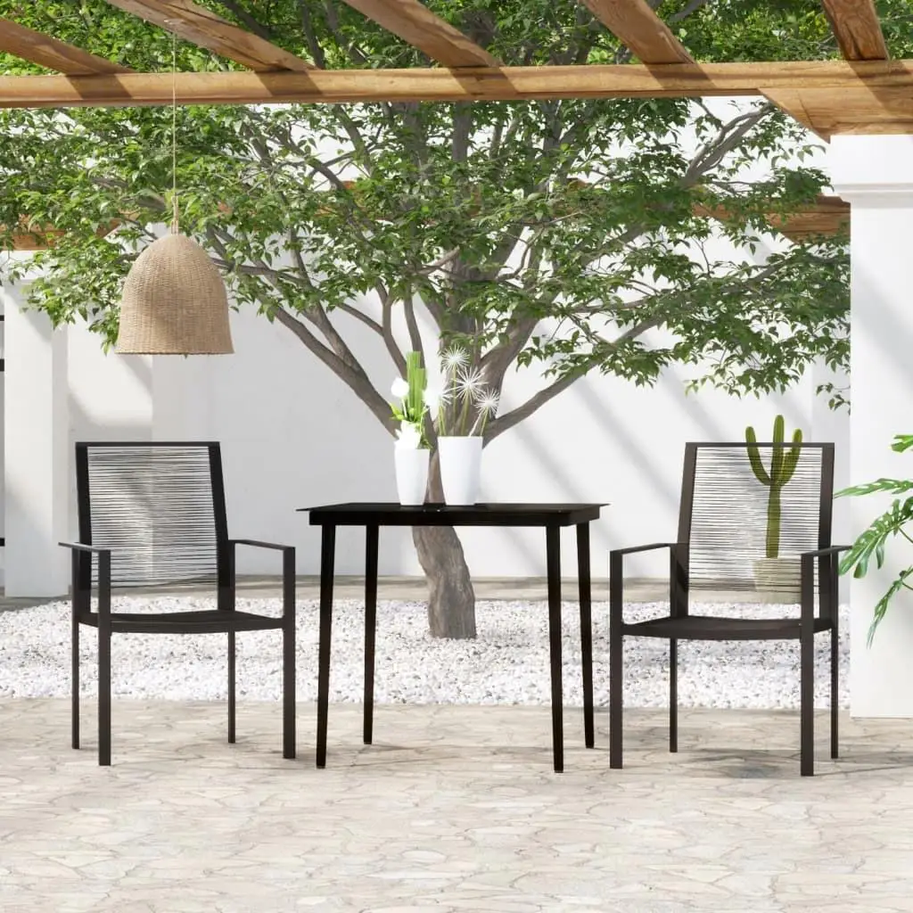

Black 3-Piece Outdoor Patio Dining Set - Stylish Table and Chairs for Garden & Balcony