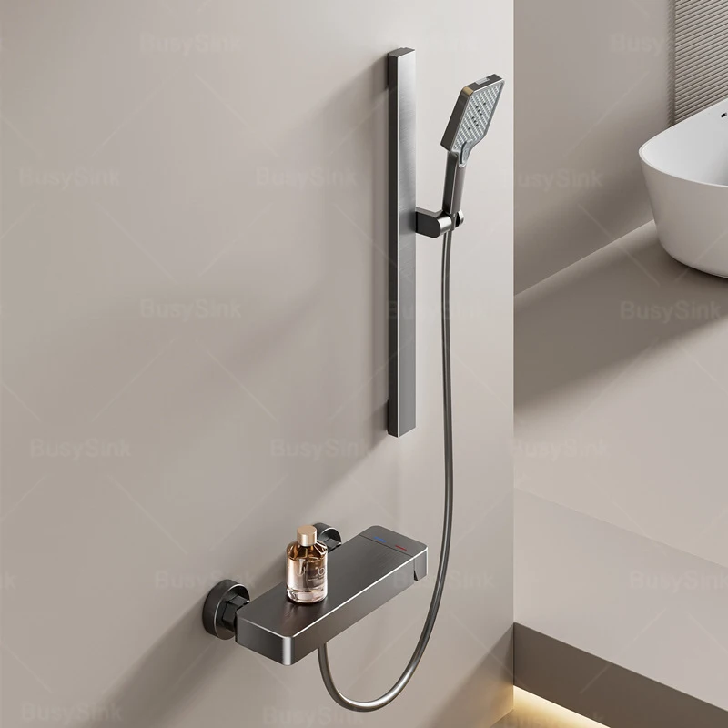 

Серая душевая система для ванной комнаты, набор горячей и холодной воды, регулируемый излив под давлением, смеситель для душа для ванны, простой душевой набор