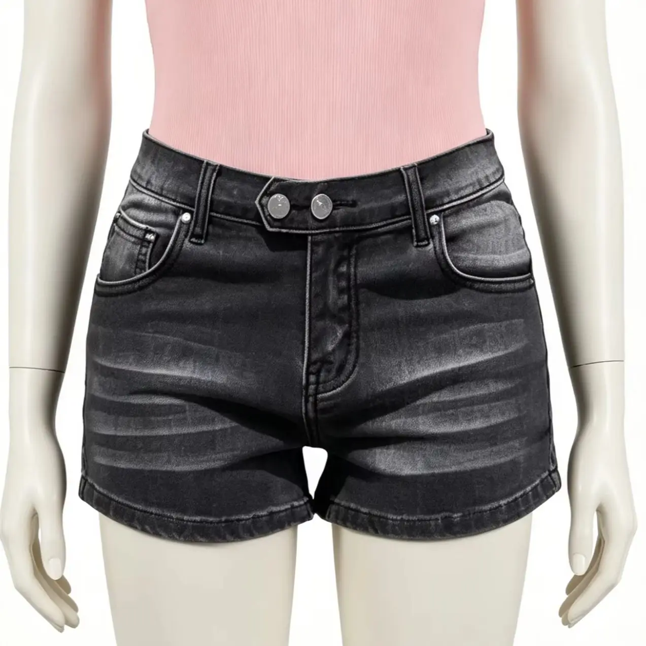 

Women's Black Oversize Cuffed Button Casual Denim Shorts Y2K American High Street Harajuku Aesthetic Fashion Retro Jeans Shorts
