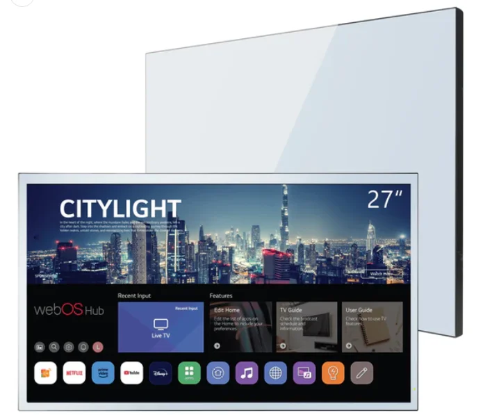 27" Waterproof Smart Mirror TV webOS Voice Control Built-in Tuner FHD Mirror TV