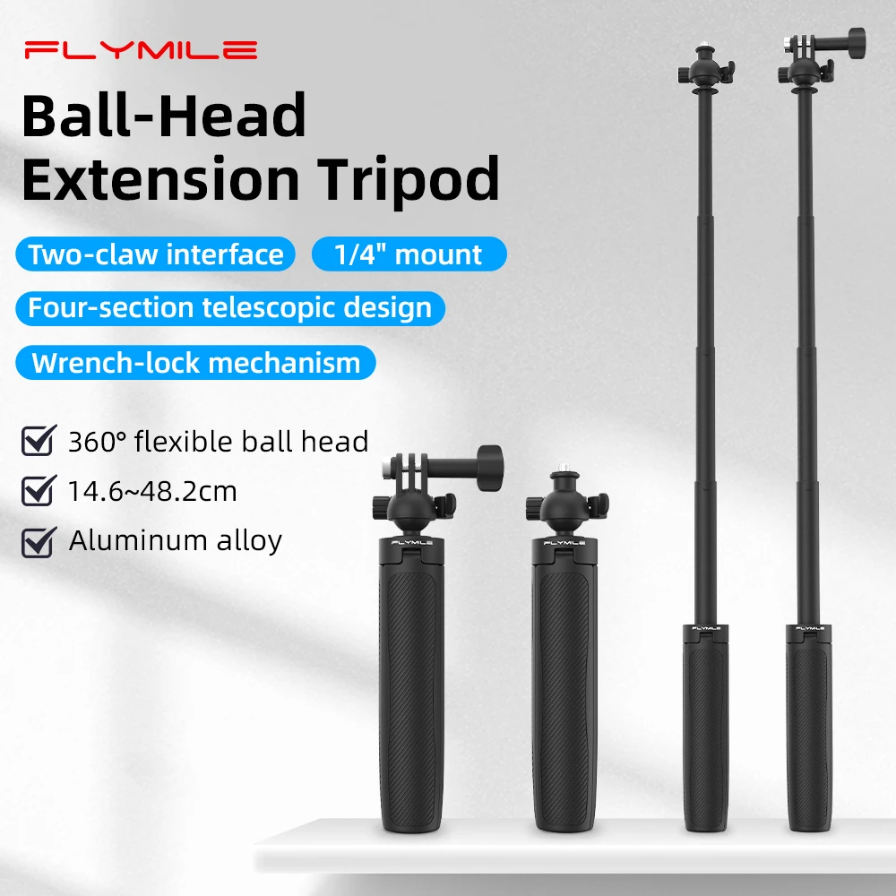 Flymile Selfie-Stick Stativ Verlängerungsstange für DJI Action 6/OSMO 360/Insta360 Ace Pro/Gopro Video-Erstellungs-Zubehör – Detail 1
