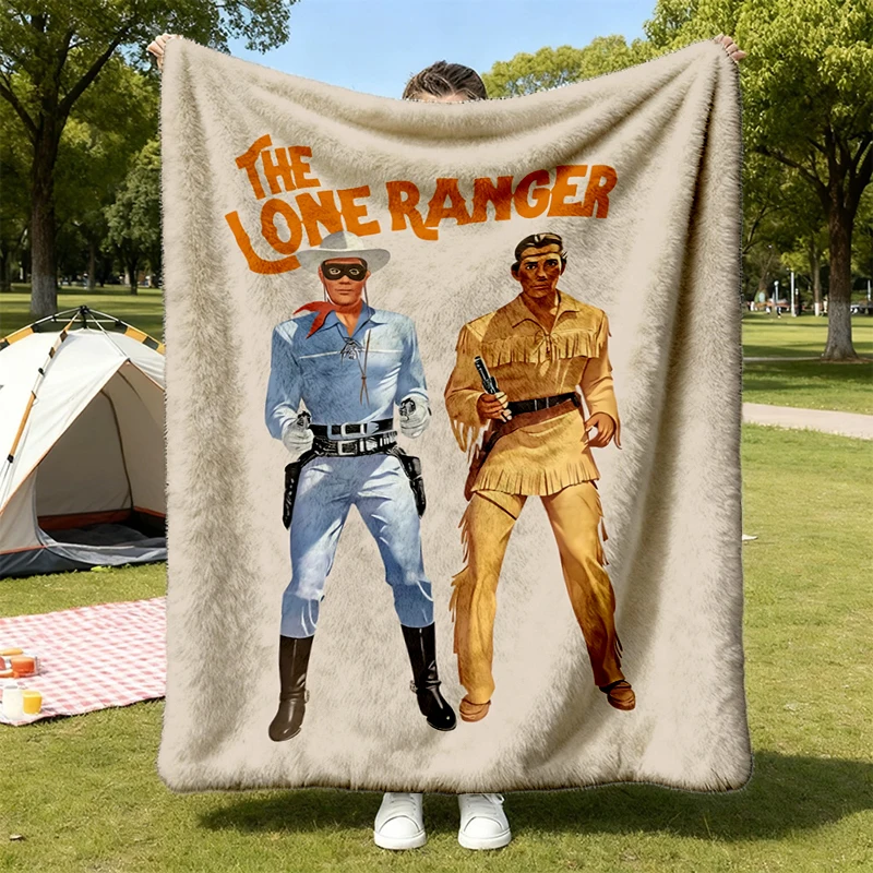The Lone Ranger Flannel Blanket, Vintage Cowboy Graphic Flannel Blanket