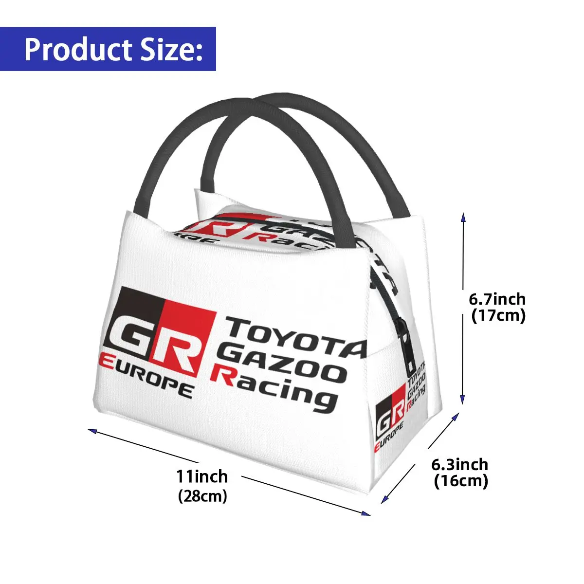 GR Logo Gazoo Racing GR Sport Lunch Bags isolato Bento Box Lunch Tote Picnic Bags borsa termica più fresca per donna bambini lavoro