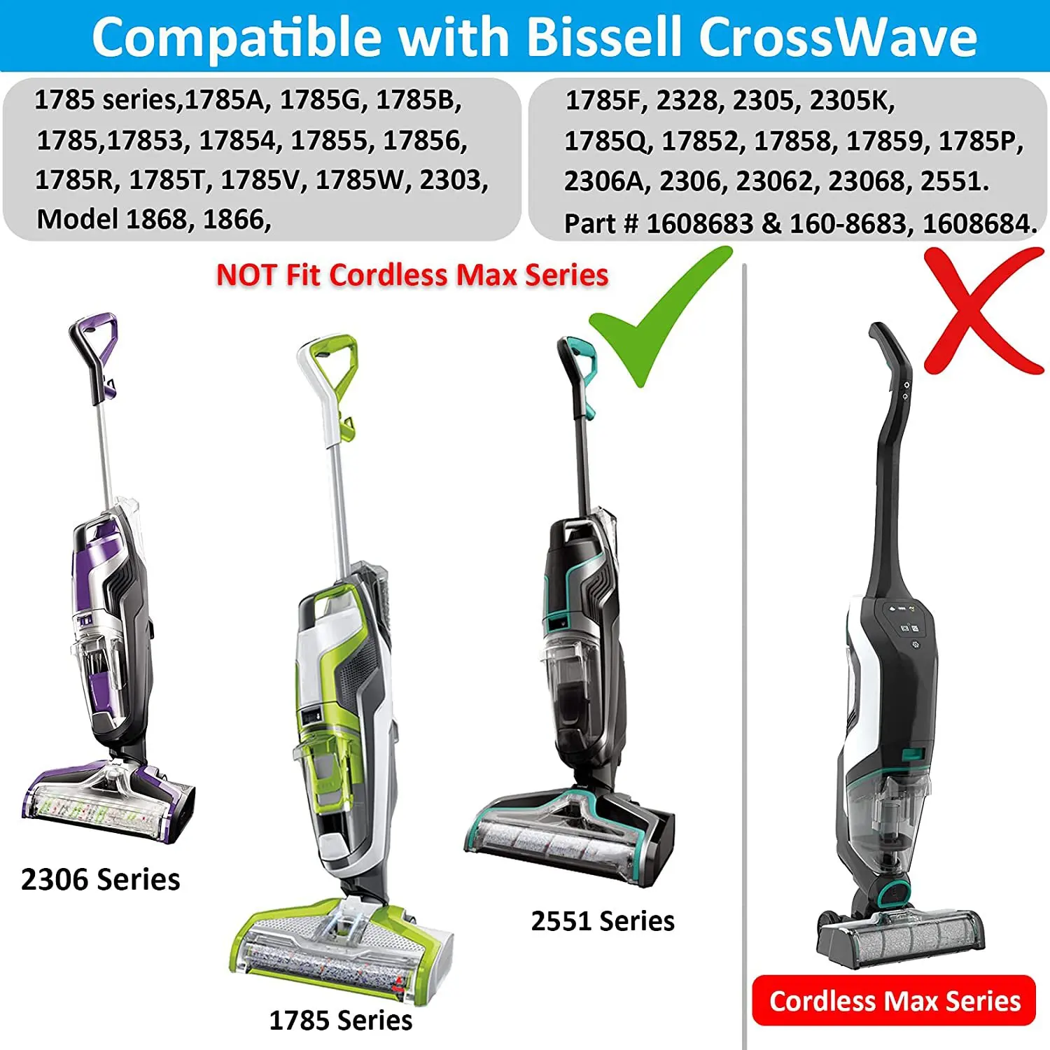 クロスウェーブ1868 1866 1785シリーズ掃除機に適した2306,2551フィルター付きマルチファセットブラシロール