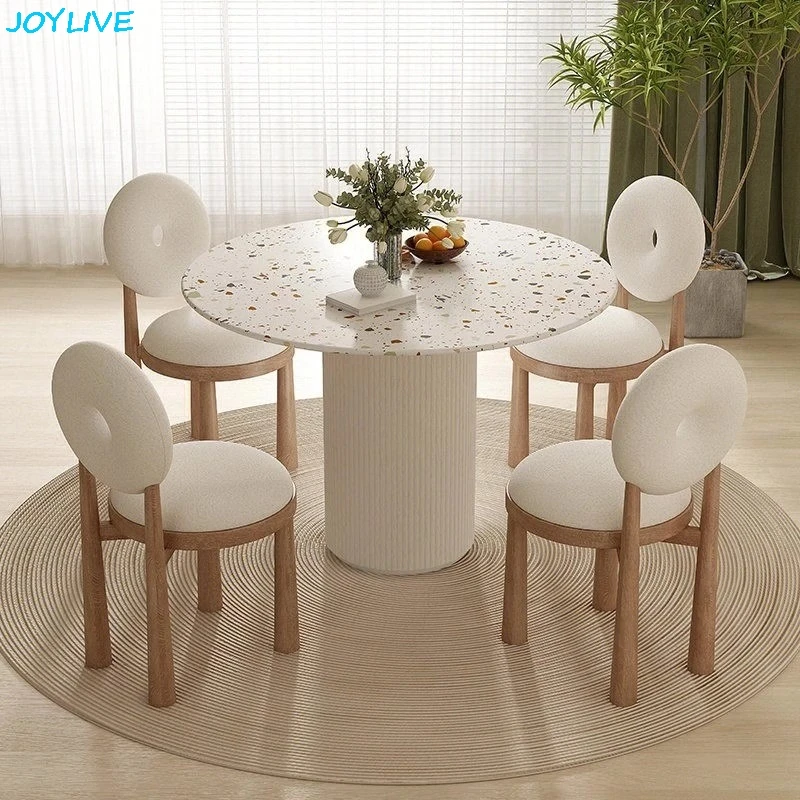 JOYLIVE Modern Nordic-style Donut Design Can Be Used As A Make-up Chair With Backrest In The Home Bedroom Cream Wind Lamb Chair