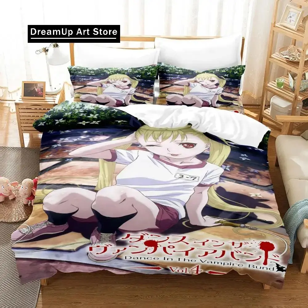 Anime Dance In The Vampire Bund Bedding Set Duvet Cover Bed Set Quilt Cover Pillowcase Comforter king Queen Size Boys Adult