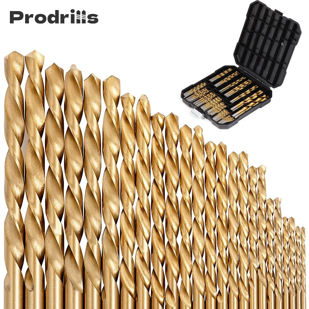 Prodrills 99 Pcs Titanium Drill Bit Set for Steel Wood Plastic Metal Copper Aluminum Alloy Woodworking