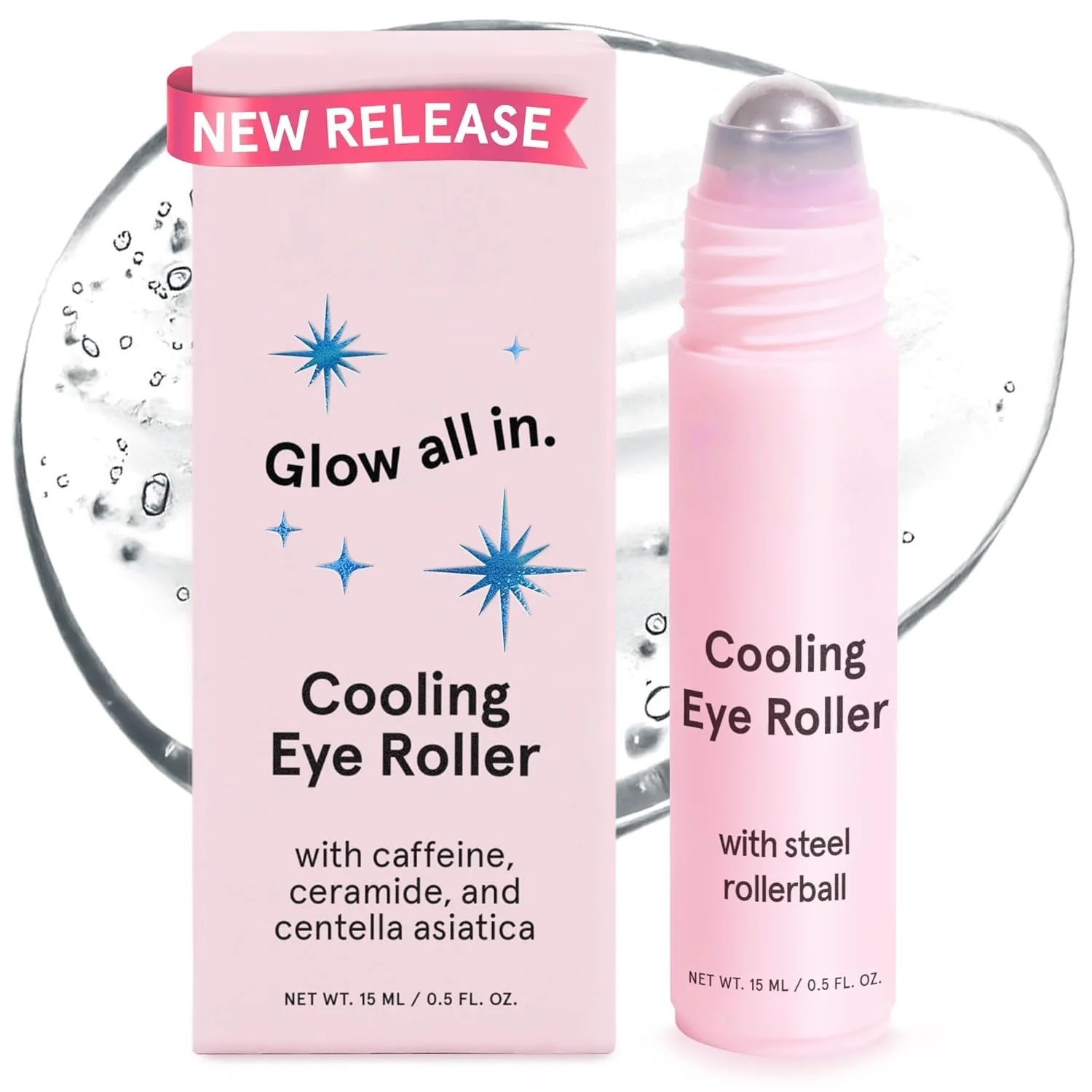 Eye Serum Oil Under Eye Brightener with Cooling Metal Rollerball Caffeine Eye Cream for Puffy Eyes Anti-Wrinkle Moisturizing Eye