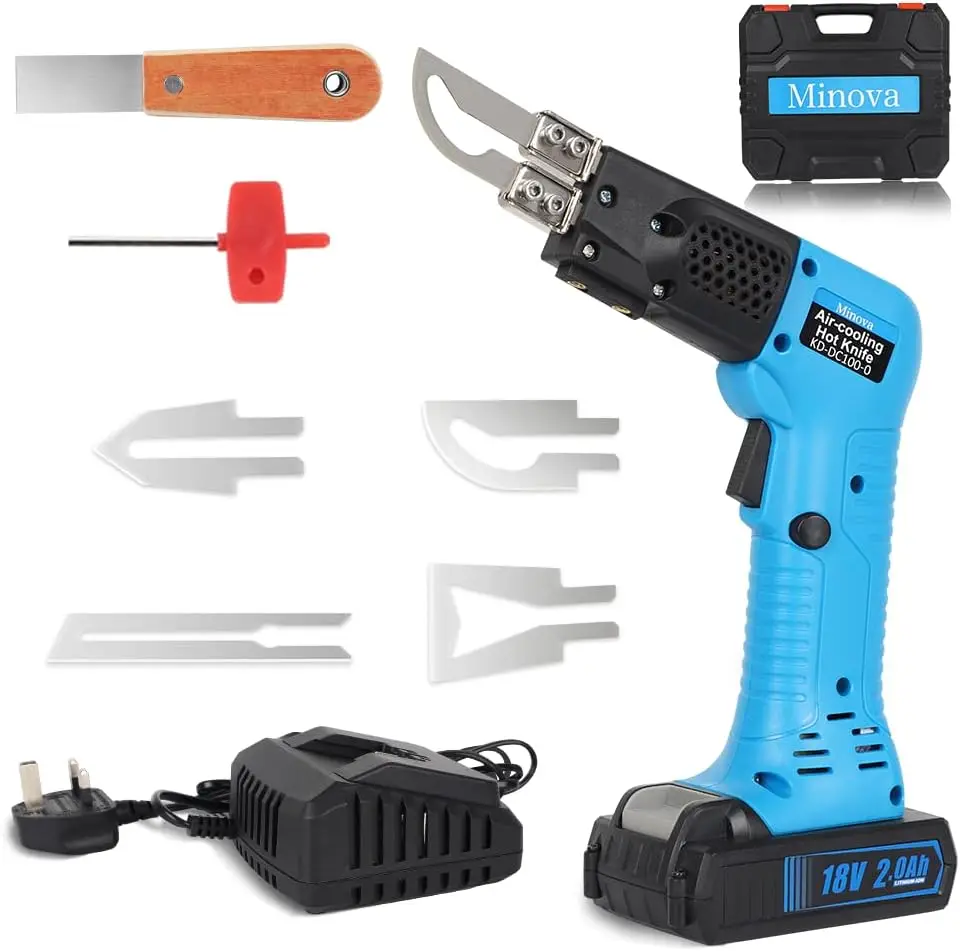 Kit de faca quente elétrica pro de resfriamento de ar sem fio, cortador de tecido de 4 lâminas e ferramenta de corte de corda com estojo resistente e bateria 2.0ah