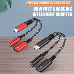 Adattatore Jack per cuffie 2 in1 da USB C a 3.5mm tipo C PD 60W adattatore Audio Aux di ricarica per Ipad Pro Samsung S20 Ultra Xiaomi Huawei