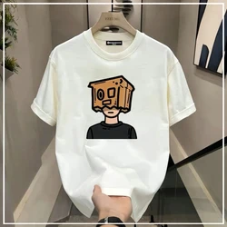 2024 New Summer Sports Casual Loose Oversized Fashion Trendy Men's Round Neck Print Versatile Simple Short Sleeved T-shirt