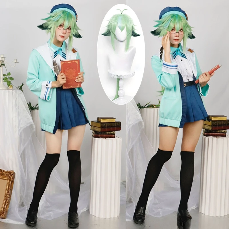 

Sucrose Cosplay Costume Wig Genshin Impact Sucrose Women Cute JK Uniforms Game Suit Halloween Party Outfit For Women Full Set