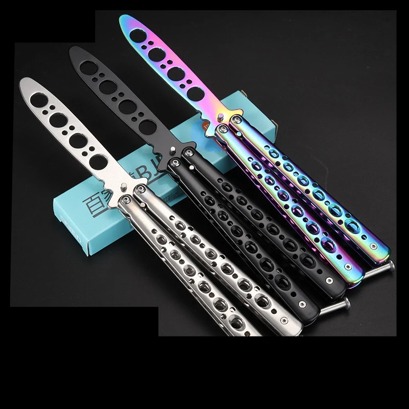 أداة تدريب على شكل فراشة قابلة للطي من الفولاذ المقاوم للصدأ للجيب، أداة غير مقطوعة للألعاب الخارجية وحركات اليد