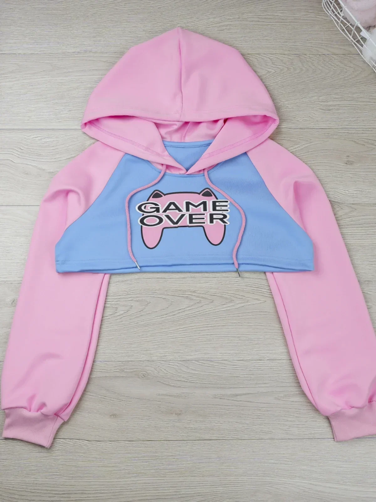 Game Over Anime Girl Pink Blue Short Hoodie Hooded Uniform Cosplay Costume Women Underwear Cute Hoodie Pajamas Outfits view 2