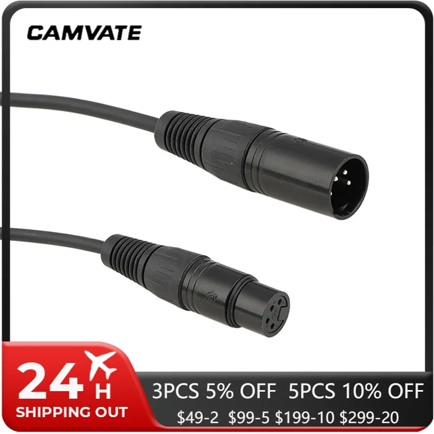 CAMVATE Standard 4Pin XLR Male To 4Pin XLR Female Power Cable Connector For Connecting 4-pin XLR Output To Input (16