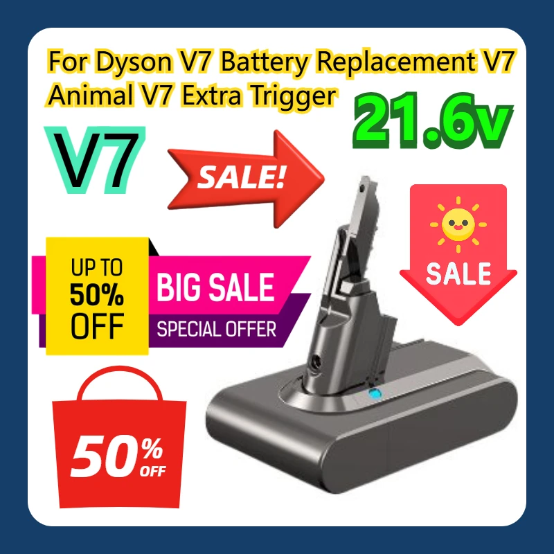 

For Dyson V7 Battery Replacement V7 Animal V7 Extra V7 Trigger 21.6V