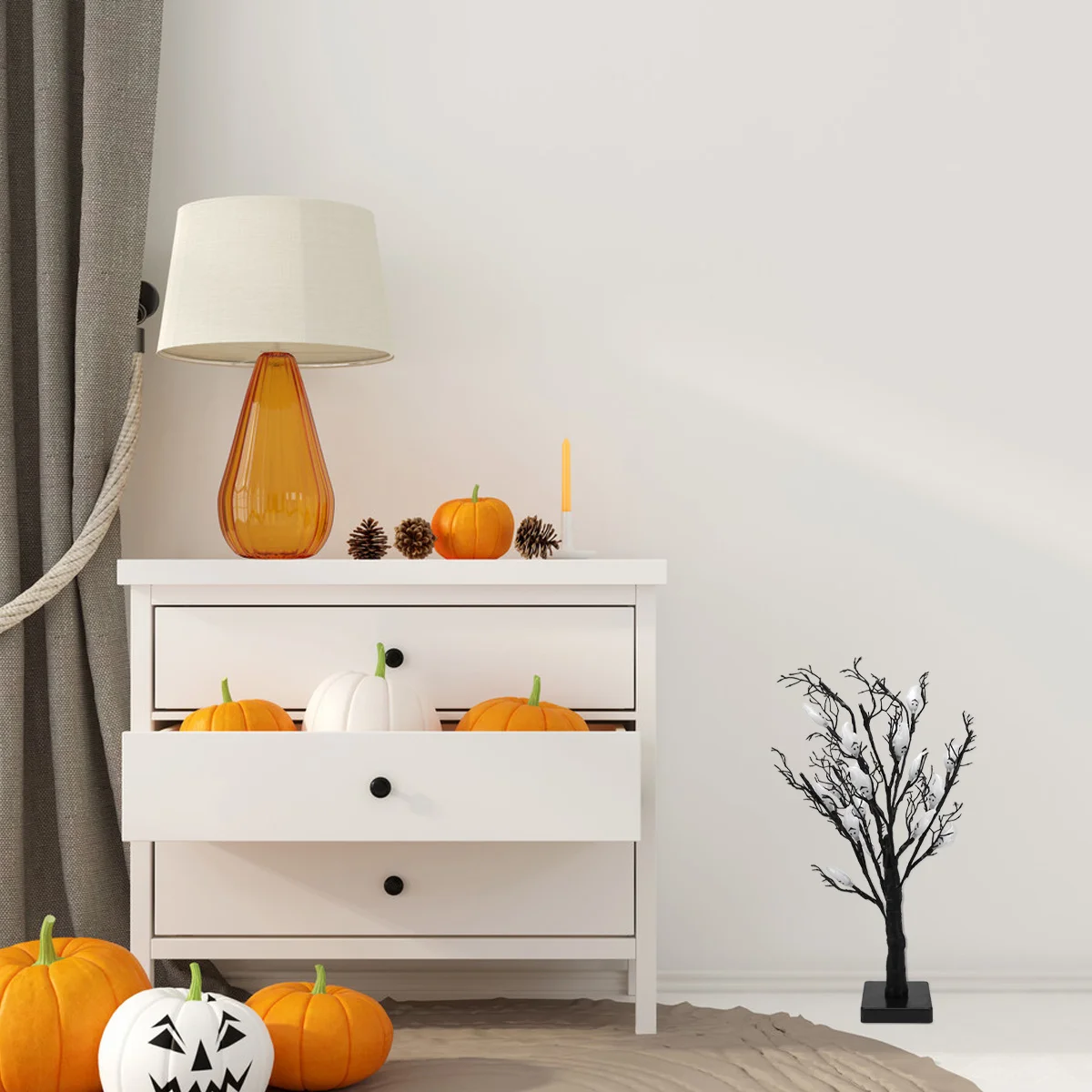 

1pc Led Tree Light Halloween Ghost Lamp Creative Night Light For Home Bedroom Decor Living Room Party Decoration