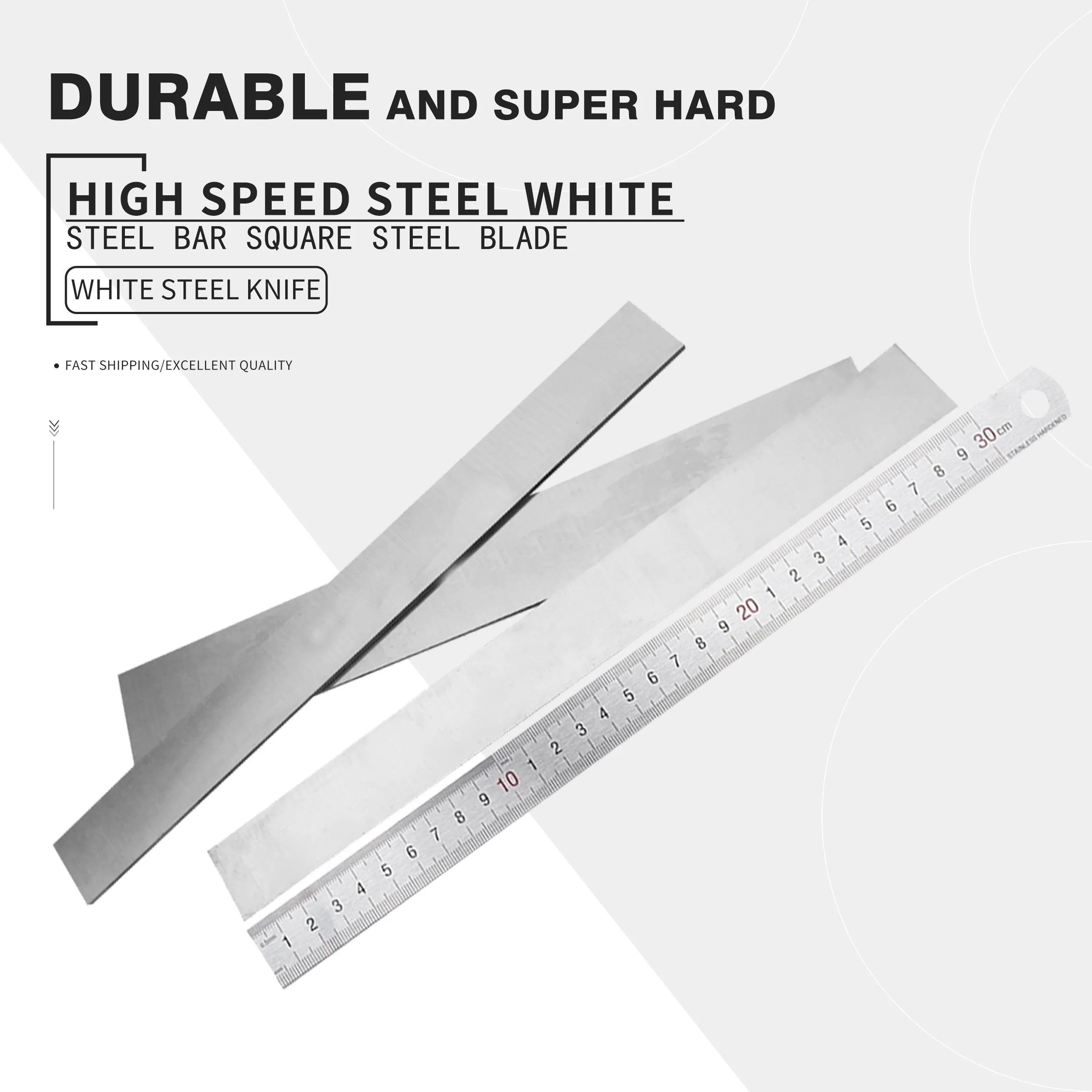 16x40/45/50x300mm White steel bar white steel knife high-speed steel turning tool super hard HSS front steel length without edge