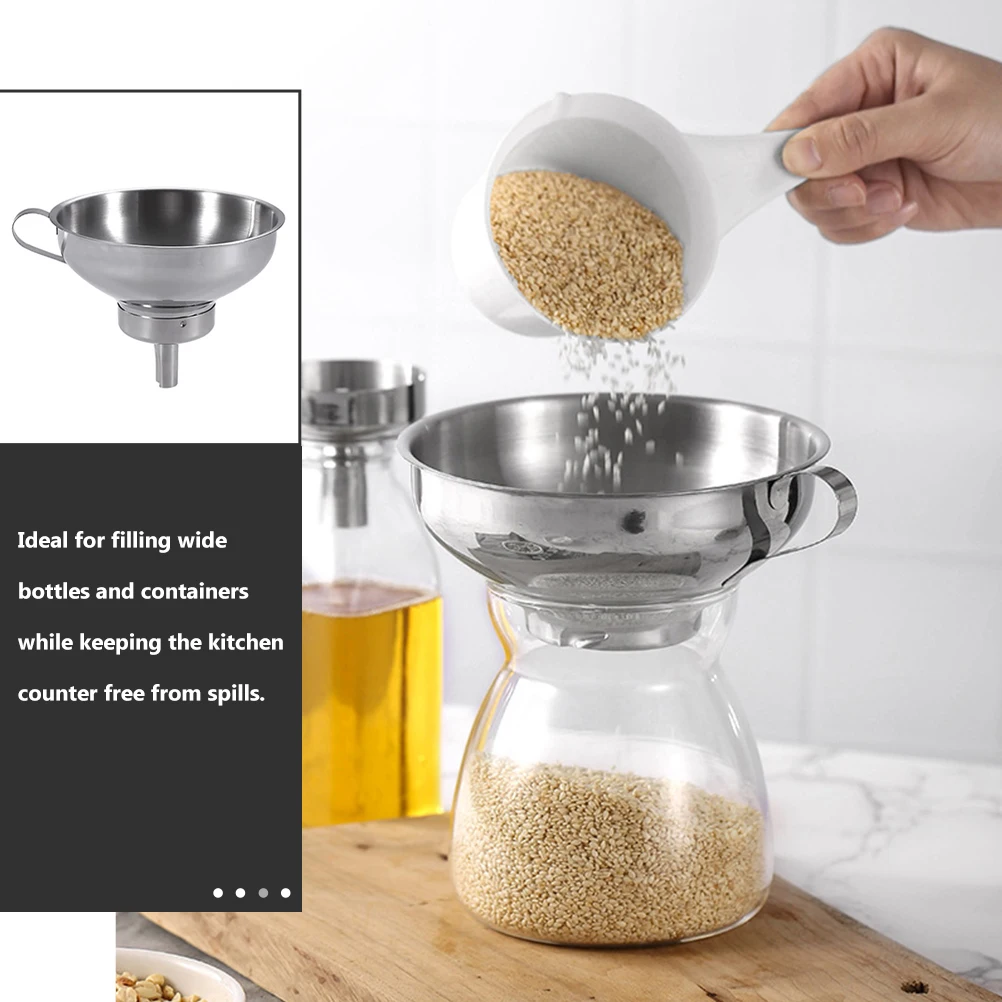 

Stainless Steel Funnel Soy Sauce Filter Liquid Kitchen Tool Practical Lightweight Wide Bottles