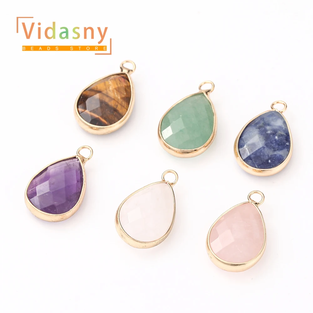 2 Stück 13 x 18 mm natürliche Amethyst-Steinperlen in Tropfenform, Anhänger für die Schmuckherstellung, DIY-Armband, Halskette, Zubehör – Detail 6