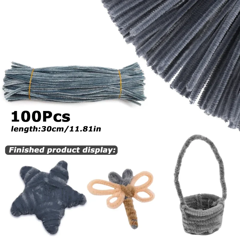 100 Stücke 30 cm Farben Chenille Stem Twisted Rod Eisendraht DIY Handwerk Wolle Wurzel Flauschigen Bar Verdrehen Dekor Rohr reiniger Plüsch