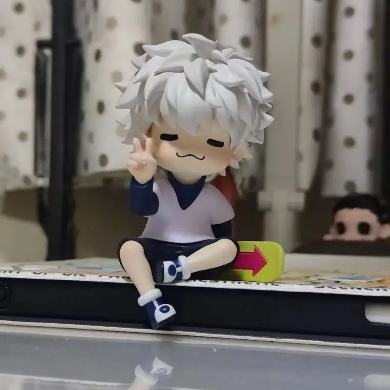 Chibi Hunter X Hunter Killua Zoldyck Peace Sign Sitting Figure Anime Collectible Toys Desktop Ornament Decor Model Surprise Gift view 4