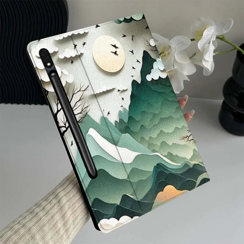 

Cartoon Mountain Moon Art Tablet Case For Samsung Galaxy Tab S7 S8 S9 S10 FE Lite Gift